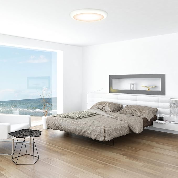 Ultralux 16" LED Flush Mount Ceiling Light – Dimmable, Slim Ceiling Light - Over 50,000 Hours of Energy Efficient LED Light - Multi-Purpose Easy-Install Light Fixture - (1 Pack, Warm White)