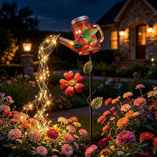SRNPMIU Solar Watering Can Light, Yard Outdoor Decor Lights, IP65 Waterproof, Hanging Hummingbird Garden Light, Outside Garden Flower Bed Decor, Women Gift, Birthday Gifts