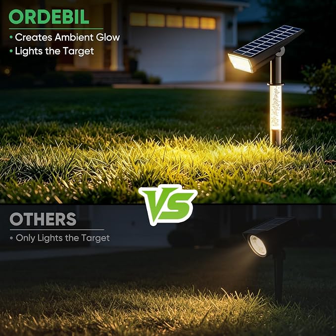 Solar Spot Lights Outdoor Waterproof IP65, 76 LED Solar Landscape Lights with Dual Lighting Design, Auto On/Off Solar Powered Outdoor Lights for Yard, Garden, Pathway, Warm White- 2 Pack