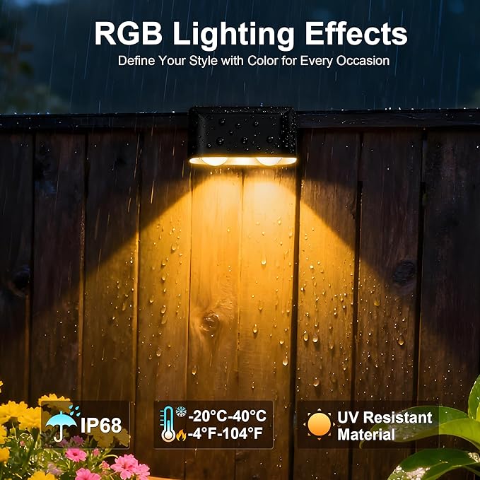 Outdoor Deck Lights, 16 Lights Smart Fence Lights Compatible with Alexa & Google Home, IP65 LED Patio Deck Lighting with Remote, Fence Lighting Music Sync for Patio Yard Garden(104.8ft)