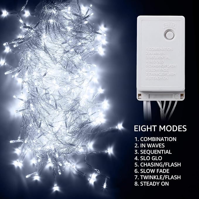 TORCHSTAR 9.8FT × 9.8FT Window Curtain Light, Extendable String Light Kit, Pure White, 8 Modes Outdoor Easter & Spring for Party, Wedding, Restaurant, Festival, Hotel, Bar, Home, Patio, Garden
