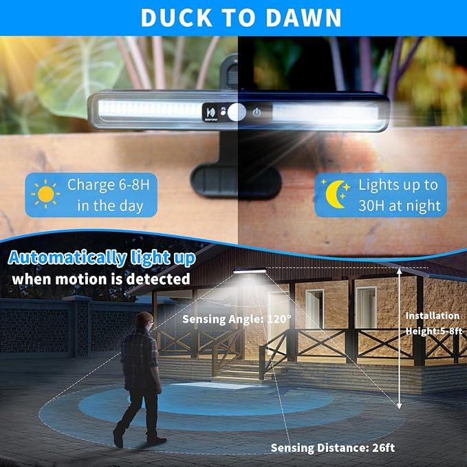 Clip On Solar Motion Lights Outdoor Waterproof, 6 Pack Motion Sensor Outdoor Lights with 36 LEDs, 6000K, Portable Solar Powered Security Light for Fence Garage Camping(Black)