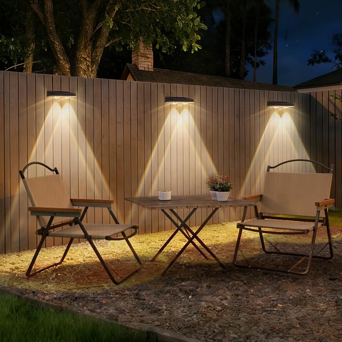 Solar Fence Lights Outdoor, 20-Pack Fence Lights Solar Powered Waterproof IP67 with 3 Color (3000K/4500K/6000K), Dusk to Dawn Auto-Work Solar Lights for Wall, Patio, Garden, Backyard
