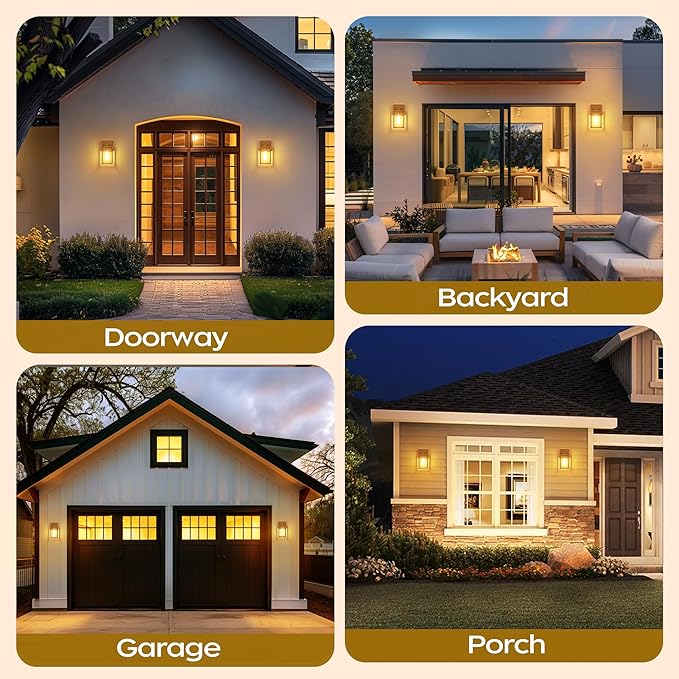 WIHTU Gold Dusk to Dawn Porch Lights, Exterior Lighting Fixtures for House, Waterproof Outdoor Wall Lights Wall Sconce Lamp, Anti Rust Coach Lights for Doorway, Garage