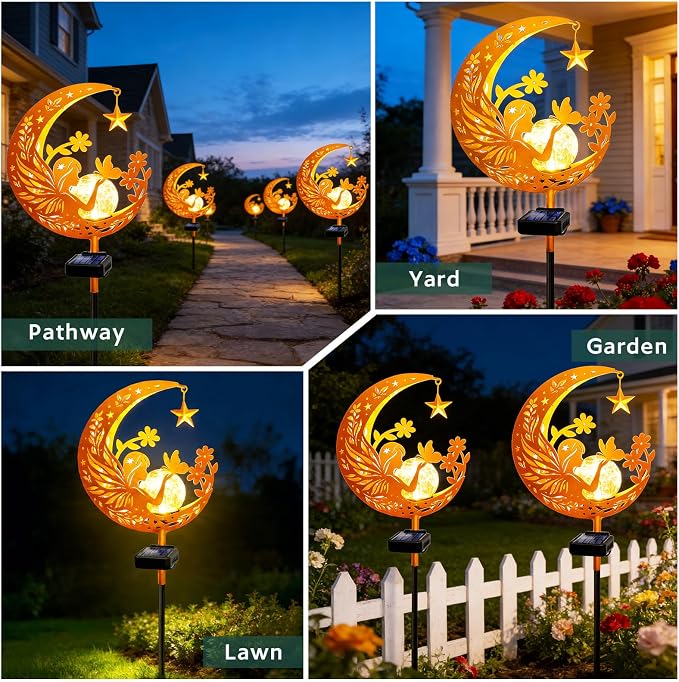 Solar Garden Decor Outdoor Statue, Moon Fairy Garden Figurines for Mom Women Grandma Solar Stake Lights for Patio, Yard, Lawn, Pathway (Warm White)