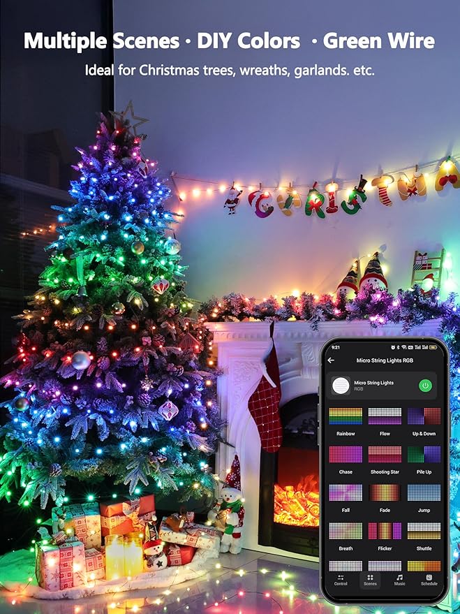 BrizLabs Smart July 4th Fairy Lights, 33ft 100 LED Red White Blue Fairy Lights Work with Alexa & Google Home, Color Changing Xmas Light Dimmable Twinkle Lighting Green Wire for Xmas Halloween Party