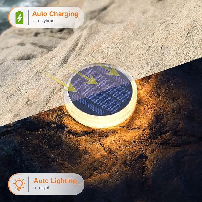 YiLaie Solar Step Lights for Outside Dock Deck Stair Stick on Lights Solar Powered Outdoor Waterproof RV Decor Strips Garden Front Step Front Porch Patio Auto ON/Off (Warm White 4 Pack)