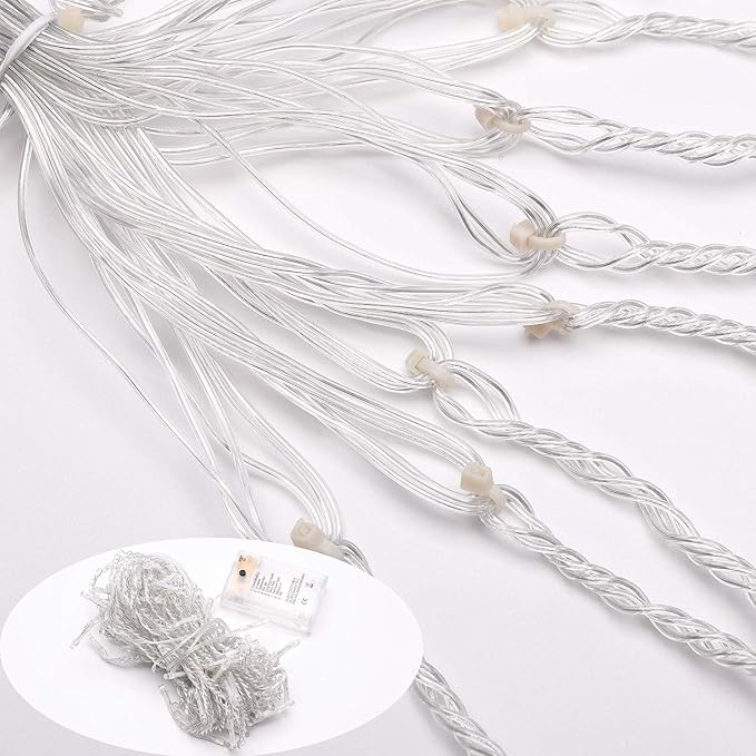 Icicle Lights 90 LED 10 ft Short Curtain Lights with 8 Modes Remote Control,Powerd by USB & Battery - Waterproof Fairy String Lights for Indoor & Outdoor,Holiday,Party,Window Decoration(Warm White)