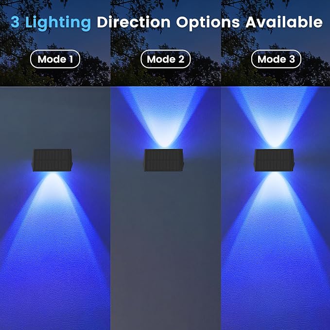 Solar Fence Lights Outdoor, 12 Pack Solar Up Down Wall Lights for Outside, IP67 Fence Lights Solar Powered Dusk to Dawn Auto-Work for Patio Garden Backyard Porch Deck Pathway Step (White&RGB)