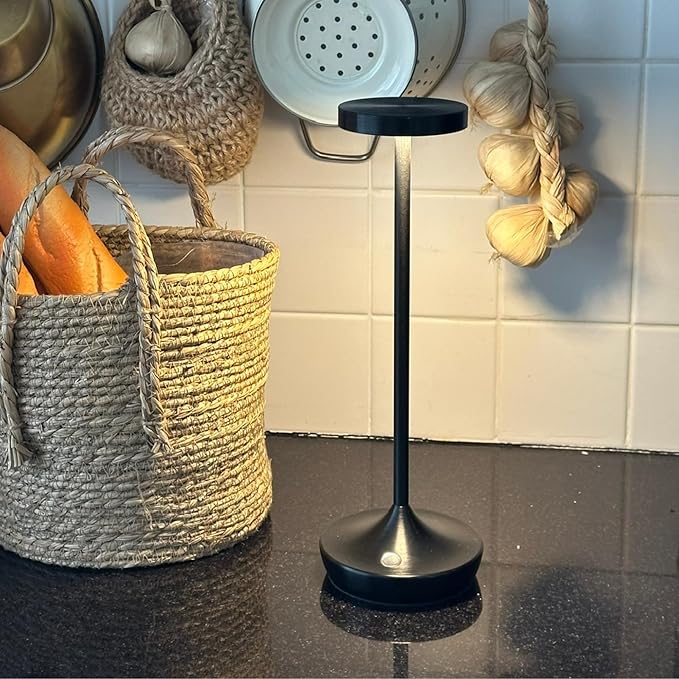 Cordless Table Lamp Rechargeable - 6000mAh LED Battery Operated Table Light - Portable Touch Dimmable Outdoor Waterproof Table Lamps for Patio Restaurant Dining (2 Black)