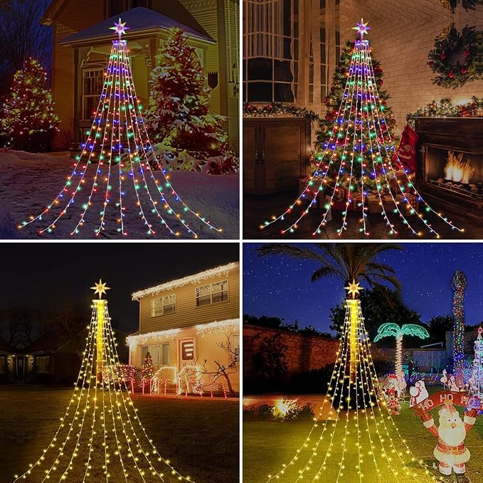 Christmas Decoration Dipper Star String Lights,320 LED Color Changing Christmas Tree Lights 8 Modes & Waterproof for Xmas Party Wedding Patio New Year Holiday