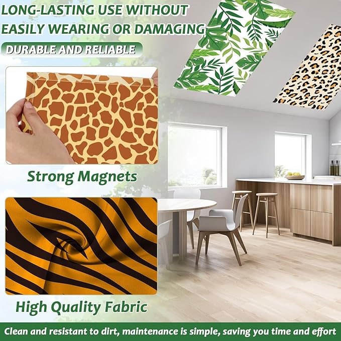 8Pcs Safari Animal Fluorescent Light Covers for Classroom Colorful Ceiling Light 4x2Ft Magnetic Lights Cover Filter Easy Install for Back to School Office Hospital Ceiling Supply (Jungle Animal)