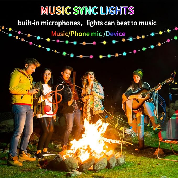 33Ft Smart Globe String Lights, Color Changing LED String Lights, Fairy Lights USB Plug in with Remote & App for Indoor Outdoor Christmas Party Camping Tree Tent Decor, Halloween