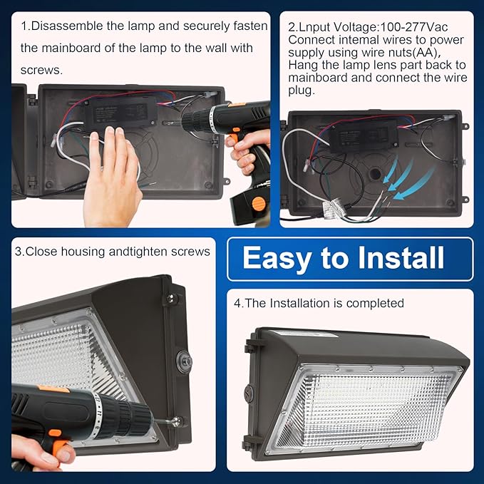 100W LED Wall Pack Light with Dusk to Dawn Photocell,15000LM 5000K Daylight,AC100-277V Input,650W HPS/HID Replacement, Warehouses,Industrial,Building Perimeters,Garden Garage,ETL Listed,