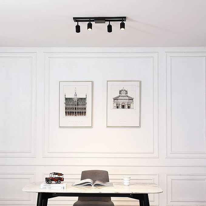 Shura - Square 4-Light Black Integrated LED Ceiling Light w/Rotatable Heads, Adjustable Flush Mount Ceiling Light, 3000K, 1820 Lumens