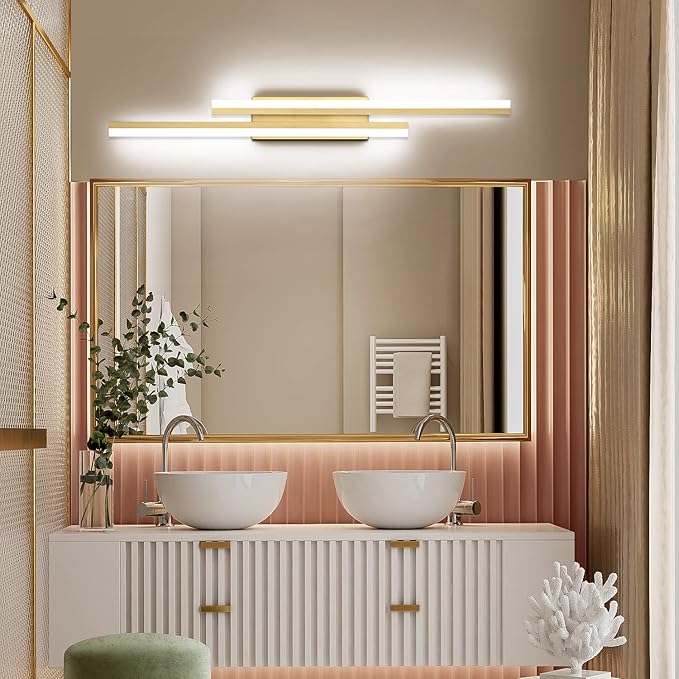 PRESDE 40" LED Bathroom Vanity Light, Modern Brushed Gold Wall Bar Fixture Over Mirror Dimmable