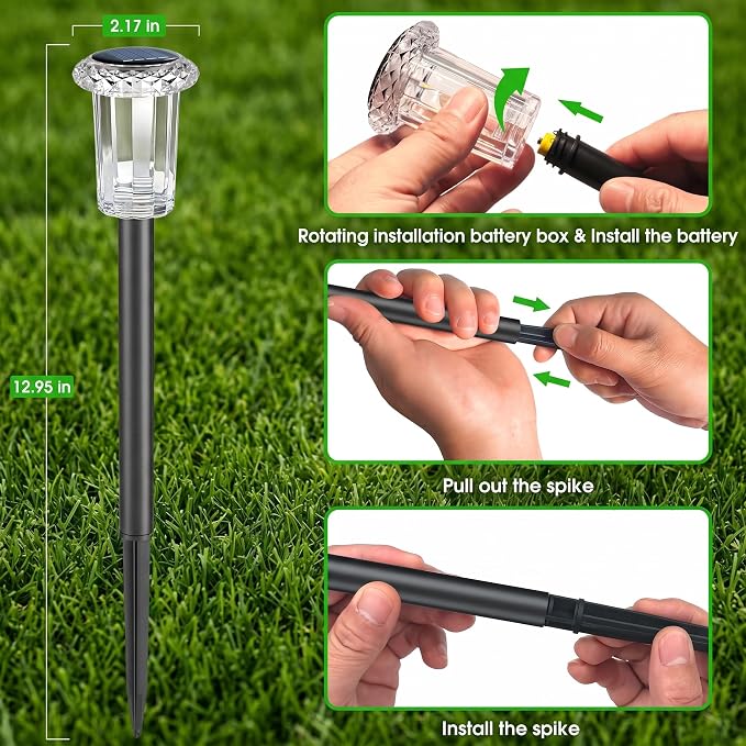 Eyrosa Solar Pathway Lights Outdoor Waterproof, 10 Pack Cool White Solar Garden Lights, Diamond-Cut Starlight Decor, Stake Lighting for Yard Path Walkway Driveway Patio Lawn Outside