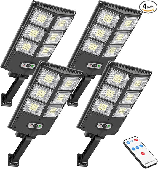 150W Solar Lights Outdoor Waterproof, 8000LM LED Solar Flood Lights Outdoor Motion Sensor with Remote, 3 Modes Solar Lights for Outside Yard, Garden, Path & Parking Lot (4PCS)