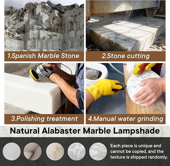 Natural Alabaster Pendant Light Fixture, Modern Marble Kitchen Island Lamp, Long Tube Alabaster Chandelier with LED Light Strip, Small Pendant Light for Kitchen, Dining Room, Living Room (1 Pack)