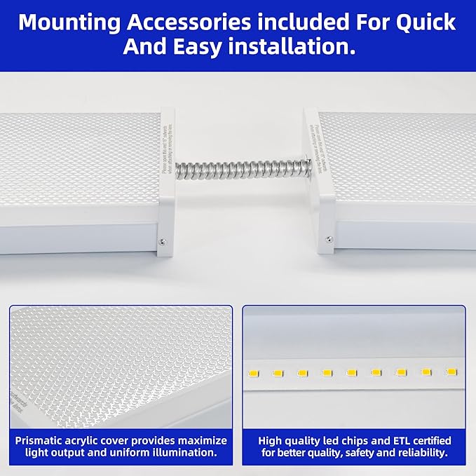 hykolity 2 Pack 4FT LED Wraparound Light, 40W, 4400lm, 4000K, [2-lamp 32W Fluorescent Equiv.], 4 Foot LED Wrap Light Fixture, Flush Mount Office Ceiling Light for Garage, Office, Kitchen, ETL Listed