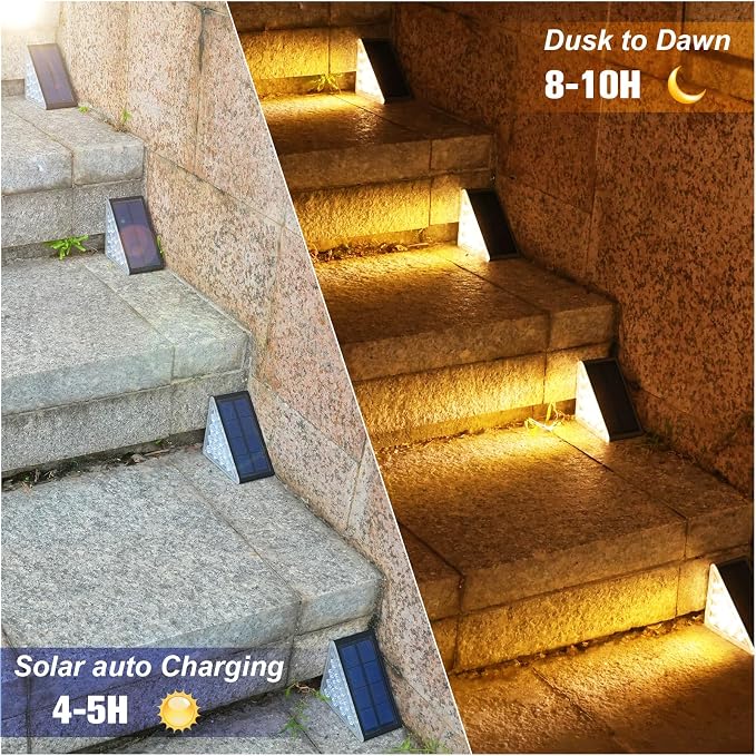 VOLISUN Solar Step Lights for Outside, Solar Stair Lights Outdoor Waterproof IP67, LED Outdoor Step Light, 80 Lumen, Deck Light for Outside, Front Porch and Patio(Black,12 Pack)