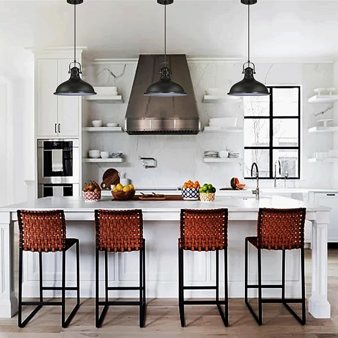Doraimi Lighting LED 1 Light Pendant Light Industrial Vintage Fixtures Metal Chandelier Lights with Painting Black Finish,Ceiling Lamp for Kitchen Home Island Dining Room Bedroom Farmhouse