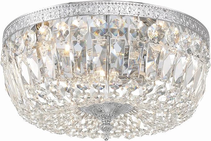 Crystorama 3 Light Spectra Crystal Polished Chrome Flush Mount