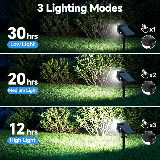 Solar Spot Lights Outdoor, 4 Pack 58 LED Solar Landscape Spotlights, Auto On/Off 3 Lighting Modes, 2-in-1 IP65 Waterproof Solar Landscape Lights for Yard Garden Pathway Tree