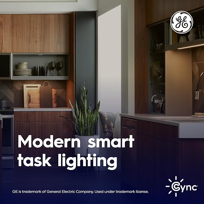 Cync GE Reveal HD+ Smart LED Undercabinet Bar Light, 24in, Color Changing & Tunable White 2000K to 7000K, Wi-Fi, Works with Alexa & Google Home, Plug-in or Direct Wire, No Hub Required