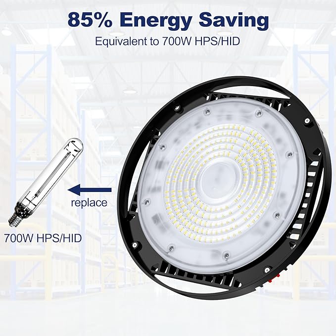 CINOTON 160W UFO LED High Bay Light, Aluminum LED Shop Lights with 24000LM, 5000K Commercial Bay Lighting for Warehouse Garage Workshop Factory Shed, 6' Cable & Safety Rope, ETL Listed 10 Pack
