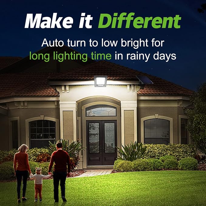 intelamp Solar Lights Outdoor, 4400mAh Solar Powered Flood Lights, Security Floodlight Dusk to Dawn Auto On/Off IP65 Waterproof for Wall Porch, Balcony, Yard, Garage Barn, Garden, Lawn