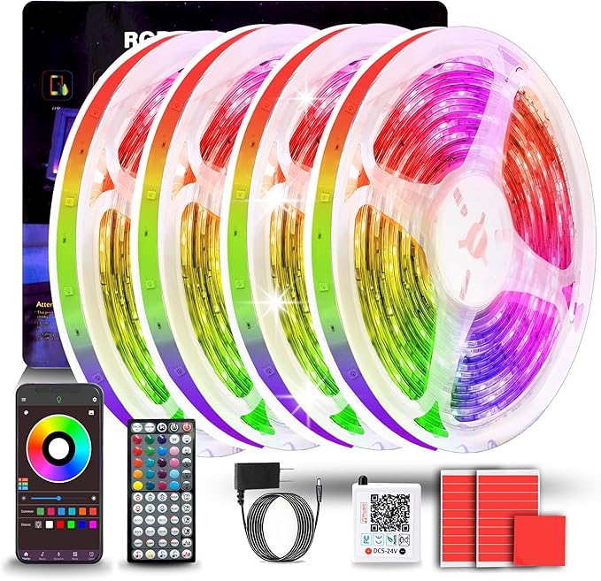 NBBUFF Led Lights for Bedroom 400FT (4 Rolls of 100ft), Color Changing RGB Led Strip Lights with 60 Keys Remote and App Control, Music Sync Led Lights for Room Party Home Decor