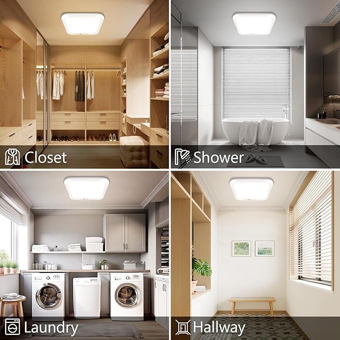 Rechargeable Motion Sensor Closet Light with Remote, Wireless Shower Lights for Inside Shower, Battery Powered Closet Light Magnetic, LED Shower Light No Wiring for Bathroom, Shower, Closet, 2-Pack