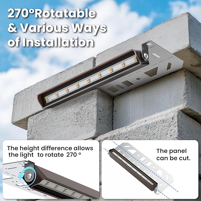AUDERWIN Retaining Wall Lights, 7 Inch LED Hardscape Lighting Waterproof, 12V Low Voltage Landscape Lighting, Outdoor Step Lights for Patio Stairs Deck 2700K, 270° Rotate, 16 Pack