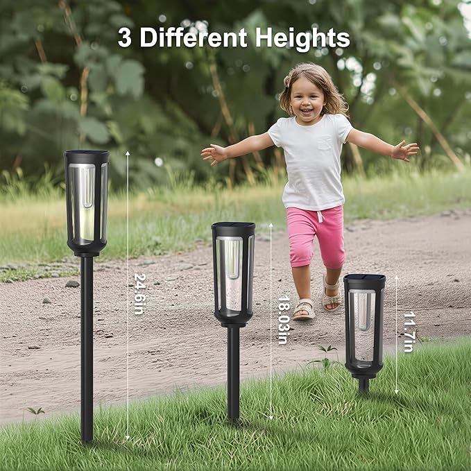 JEJOT Solar Pathway Lights Outdoor Waterproof IP65, 2 Pack Warm White Solar Walkway Lights, Auto On/Off Outdoor Light for Lawn Garden Patio Driveway Decor Landscape Lighting