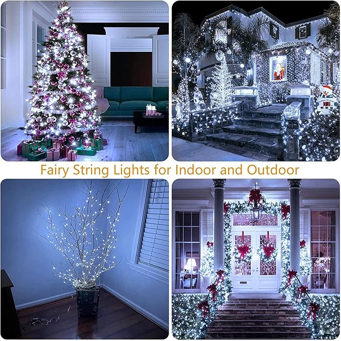 Cool White ⇋ Multicolor 66Ft 200LED Christmas Fairy Lights Plug in with Remote, Waterproof String Lights Outdoor Indoor 10 Modes with Timer, Twinkle Lights for Girl's Room Garden Christmas Decorations