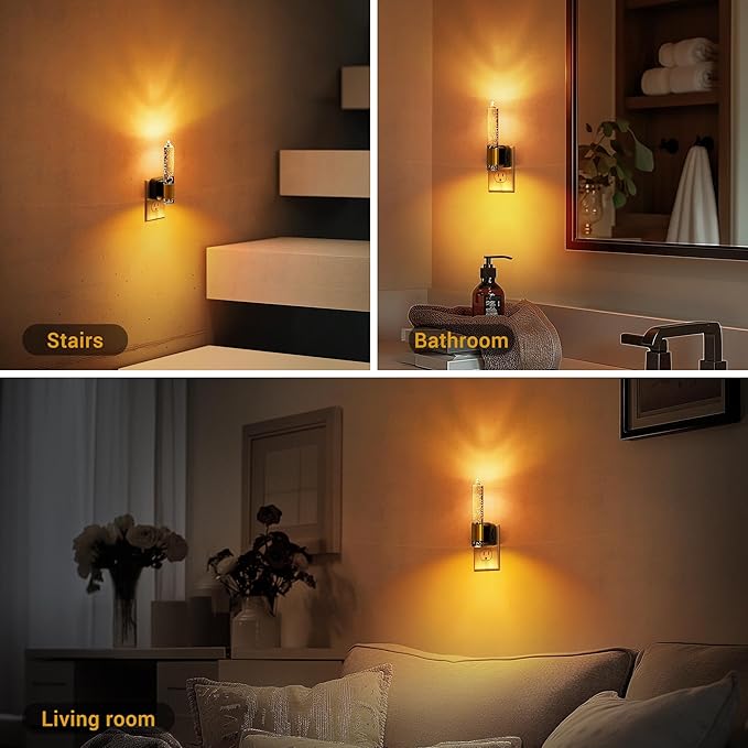 JandCase Night Light, Flameless Candle Night Lights Plug into Wall 2 Pack, Dusk to Dawn Sensor Aesthetic Automatic Nightlight, Amber Dimmable LED Nightlights, Decorative nite light for Adults Bathroom