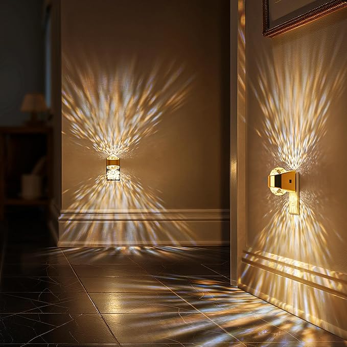 Briignite Night Light, Gold Night Lights Plug into Wall 2 Pack, LED Projector Night Light, Soft White for Bedroom, Dimmable Brightness Dusk to Dawn Nightlight for Bathroom, Gaming Room, Home Decor