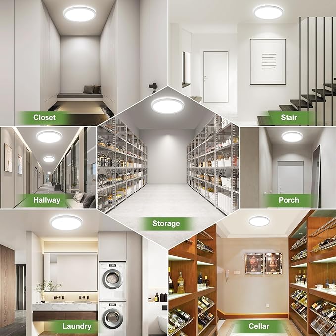 LEZOE 18W Motion Sensor LED Ceiling Light dimmable with Remote, 1800lm 8.7Inch 3000K/4000K/6500K Flush Mount Lighting Fixture, Radar Motion Activated Ceiling Lamp for Hallway Porch Stair Closet White