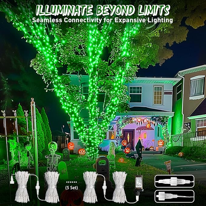 JMEXSUSS Green Christmas Lights Indoor Plug in,150 LED Connectable String Lights Outdoor, 59ft 8 Modes Green Christmas String Light for Bedroom Room Home Party Christmas Tree Decor