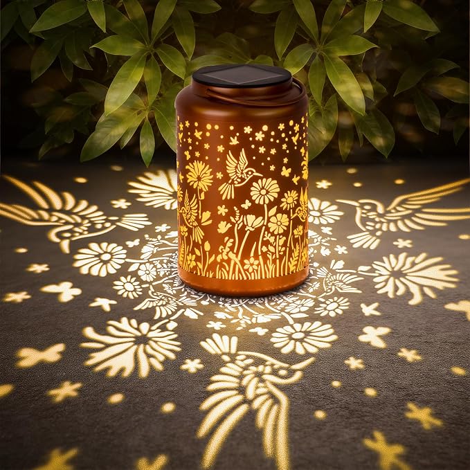 Solar Lanterns Outdoor Waterproof Hummingbird Solar Lights Outdoor Waterproof for Garden, Birthday Gifts for Women Mom Grandma, Garden Lights for Backyard, Patio Decor