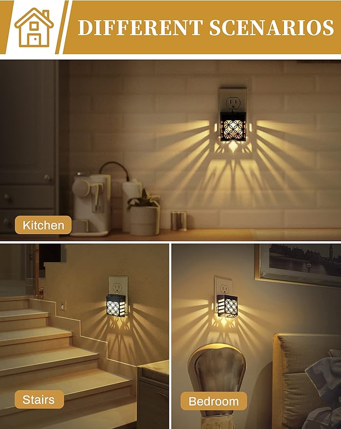 DORESshop Plug in Night Light, Night Lights Night Lights Plug Into Wall, Dusk to Dawn Sensor, Adjustable Brightness, Decorative Nightlight for Bathroom, Hallway, Stairway, Soft White 3000K, 1 Pack
