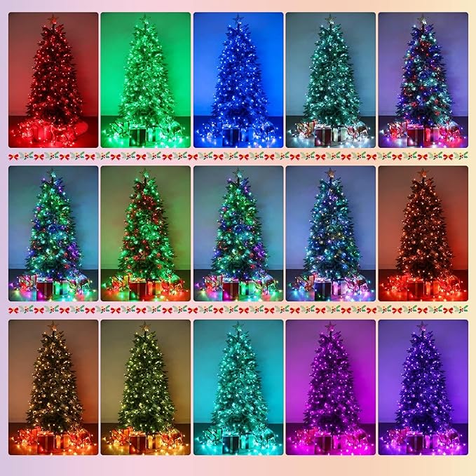 iBaycon Smart Color Changing Christmas Lights, 66FT 200 LED RGB Christmas Tree Lights Remote & App Controlled String Lights for Outdoor Indoor Christmas Decorations