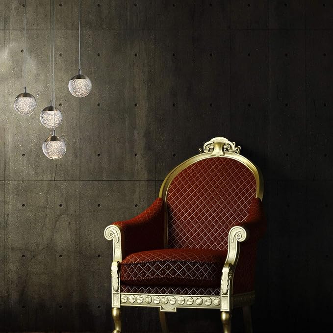 contec development Galaxy 4 Mini Pendant Crystall Ball Lighting Brass - LED Hanging Light Fixture: Kitchen Island, Bar, Foyer - Cluster Pendants - Dimmable, Adjustable Wire, Lamp Bulb Included