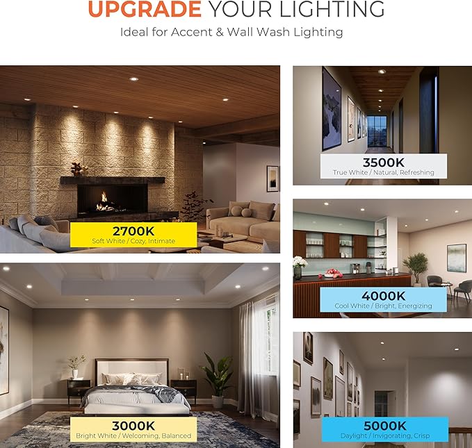 HALO RA 6 inch LED Recessed Light Trim with Adjustable Gimbal, Selectable Lumens and Selectable Color Temperature, Dim-to-Warm Feature, Damp Location Rated RA56LS9FSD2W1EWH