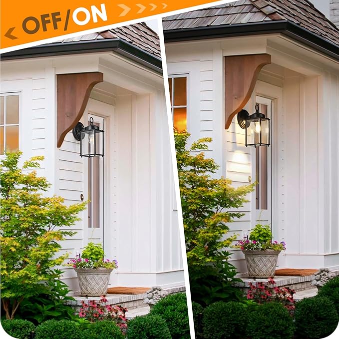 MATAMEYE Outdoor Wall Lantern, Exterior Waterproof Wall Sconce Light Fixtures, Black Front Door Lighting, Anti-Rust E26 Socket Porch Lamp, 2 Pack