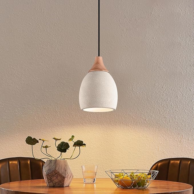 3 Pack Kitchen Island Concrete Pendant Lights with Dimmable LED Suspension Hanging Lamps 5.75In Cement Chandeliers Adjustable Hanging Ceiling Pendant Light for Foyer Bedsid Dining Room (Gray)