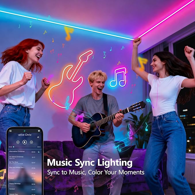 Neon Rope Light, 49.2Ft Flexible RGB Rope Lights, LED Rope Lights Control with App/Remote Multiple Modes,DIY Design, LED Lights for Bedroom Room Outdoors Decor