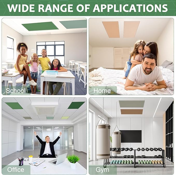 QOUBAI 8PCS Fluorescent Light Covers, 4 x 2 Feet Magnetic Light Cover Fluorescent Lights Shade Panel Positive Inspirational Ceiling Lights Filters for Office Classroom Home Drop Ceiling Sage Green