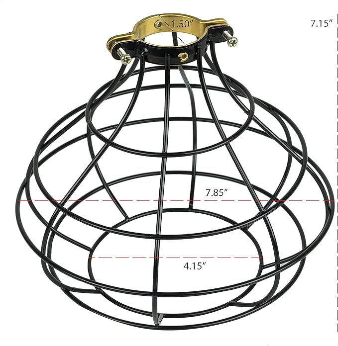 Rustic State Pendant Light Shades Light Bulb Covers 15" Fabric Plug-in Cord with Toggle Switch Edison LED Bulb - Lamp Cage Pendant Light Cover - Set of 2 - Black